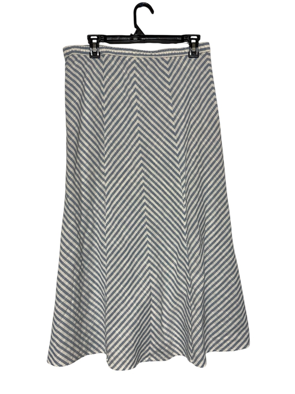 Max Studio Striped Midi Skirt Size Medium Blue White Coastal Old Money Esott - Picture 2 of 5